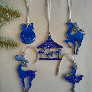 Handmade Christmas Ornaments | Epoxy Resin | Set of 5